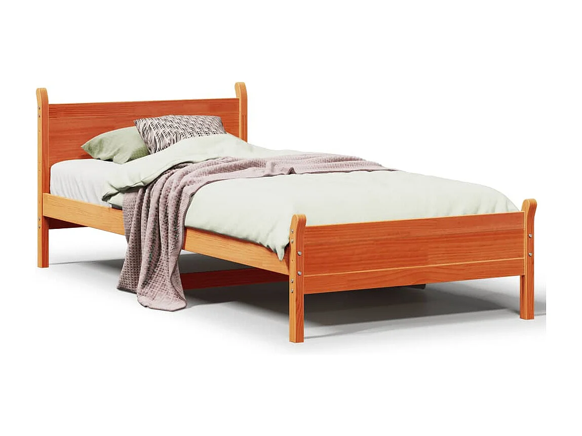 Cama sem colchão 75x190 cm madeira de pinho maciça castanho-mel