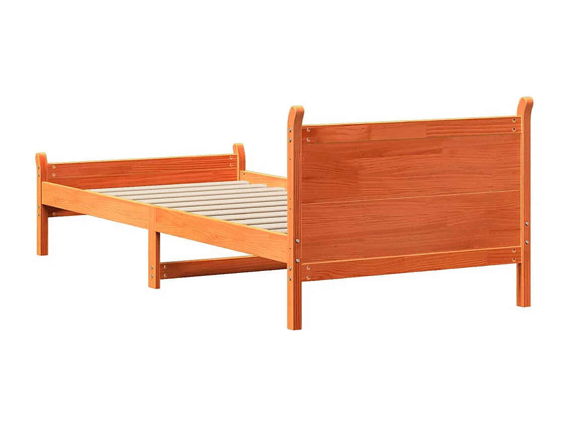 Cama sem colchão 75x190 cm madeira de pinho maciça castanho-mel