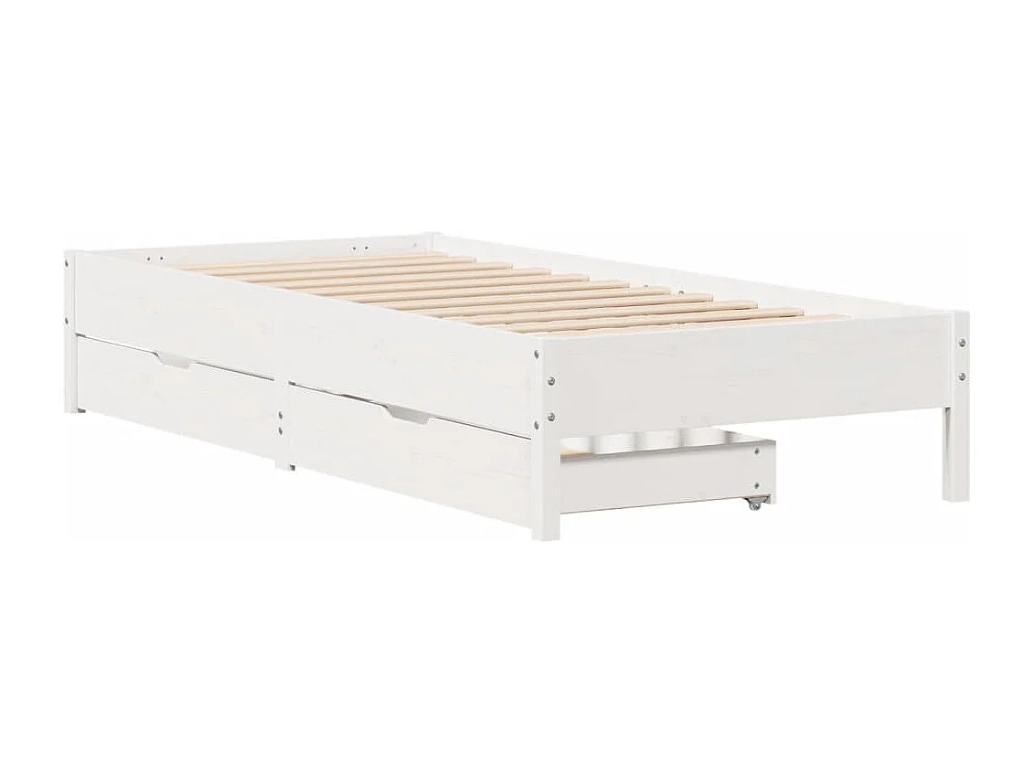 Estructura de cama sin colchón madera maciza blanca 75x190 cm