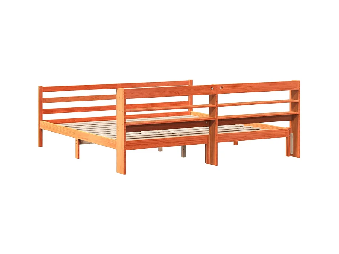 Cama sem colchão 200x200 cm pinho maciço castanho-mel