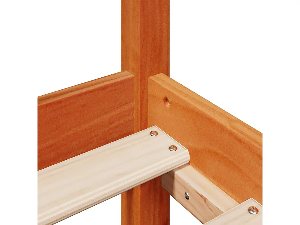 Cama sin colchón madera maciza de pino marrón cera 200x200 cm