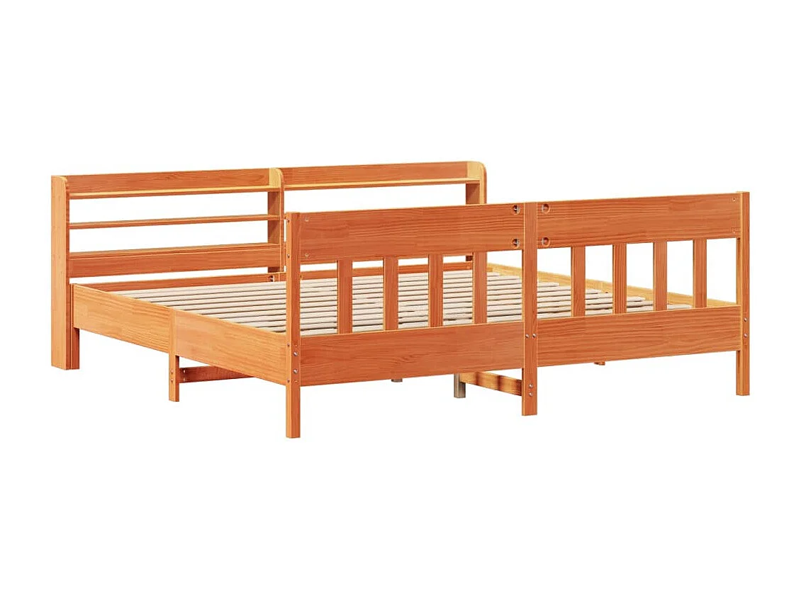 Cama sem colchão 180x200 cm pinho maciço castanho-mel