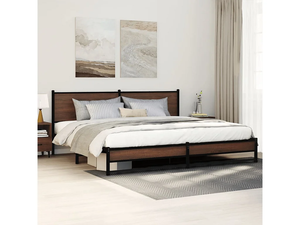 Cadre de lit en métal sans matelas chêne marron 200x200 cm