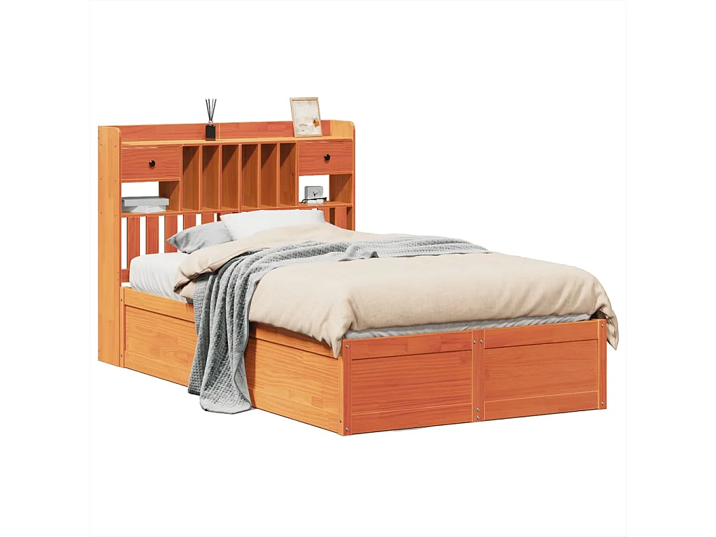 Cadre de lit sans matelas cire marron 120x200cm bois pin massif