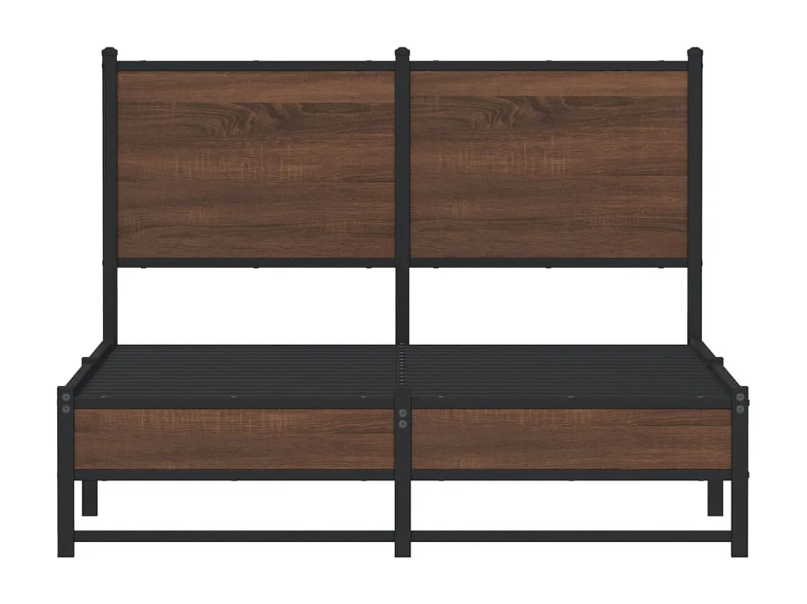 Estrutura cama com cabeceira 120x190cm metal carvalho castanho