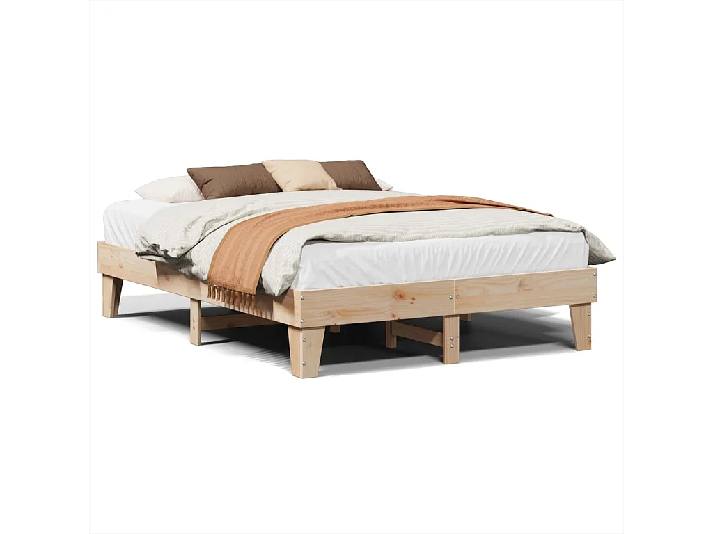 Estructura de cama sin colchón madera de pino blanca 140x200 cm
