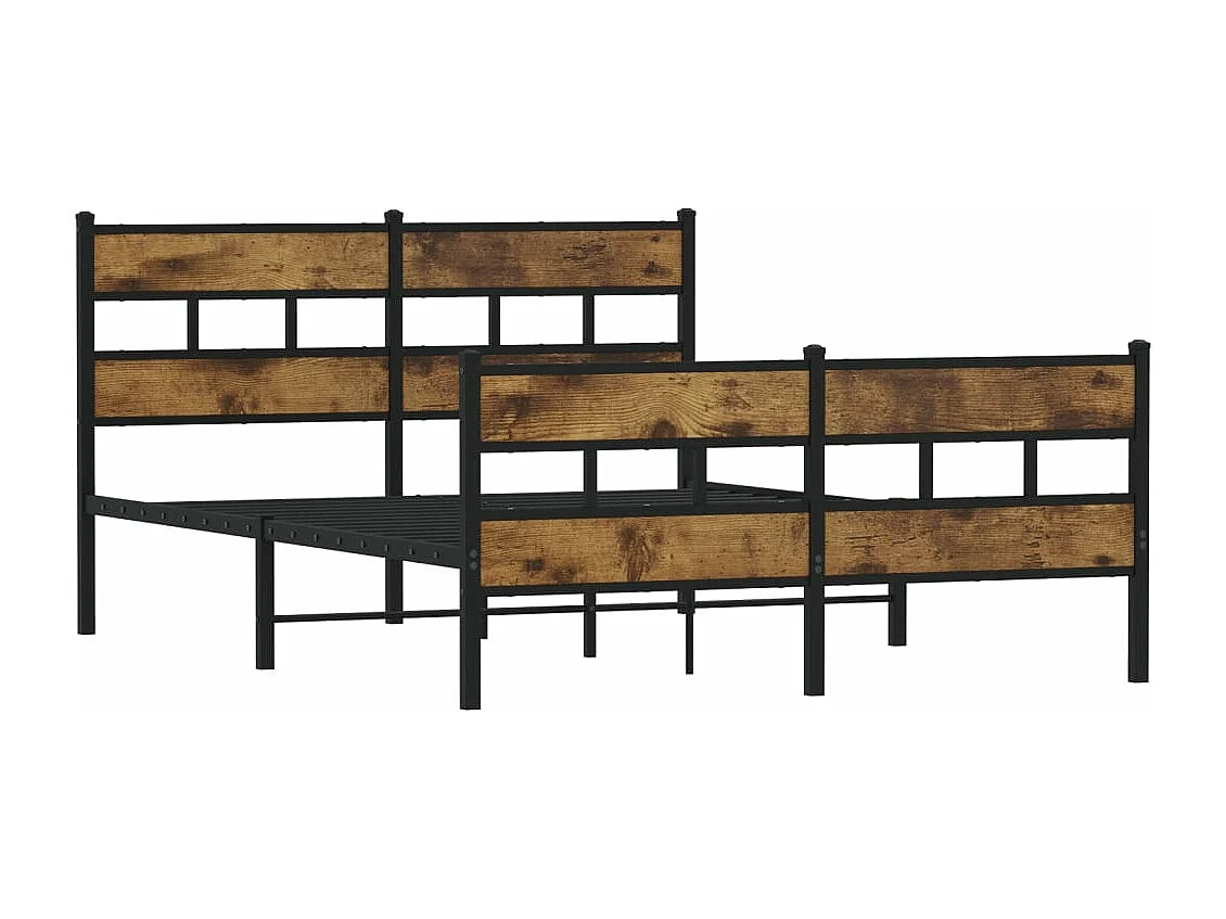Estrutura de cama sem colchão 135x190 cm metal carvalho fumado
