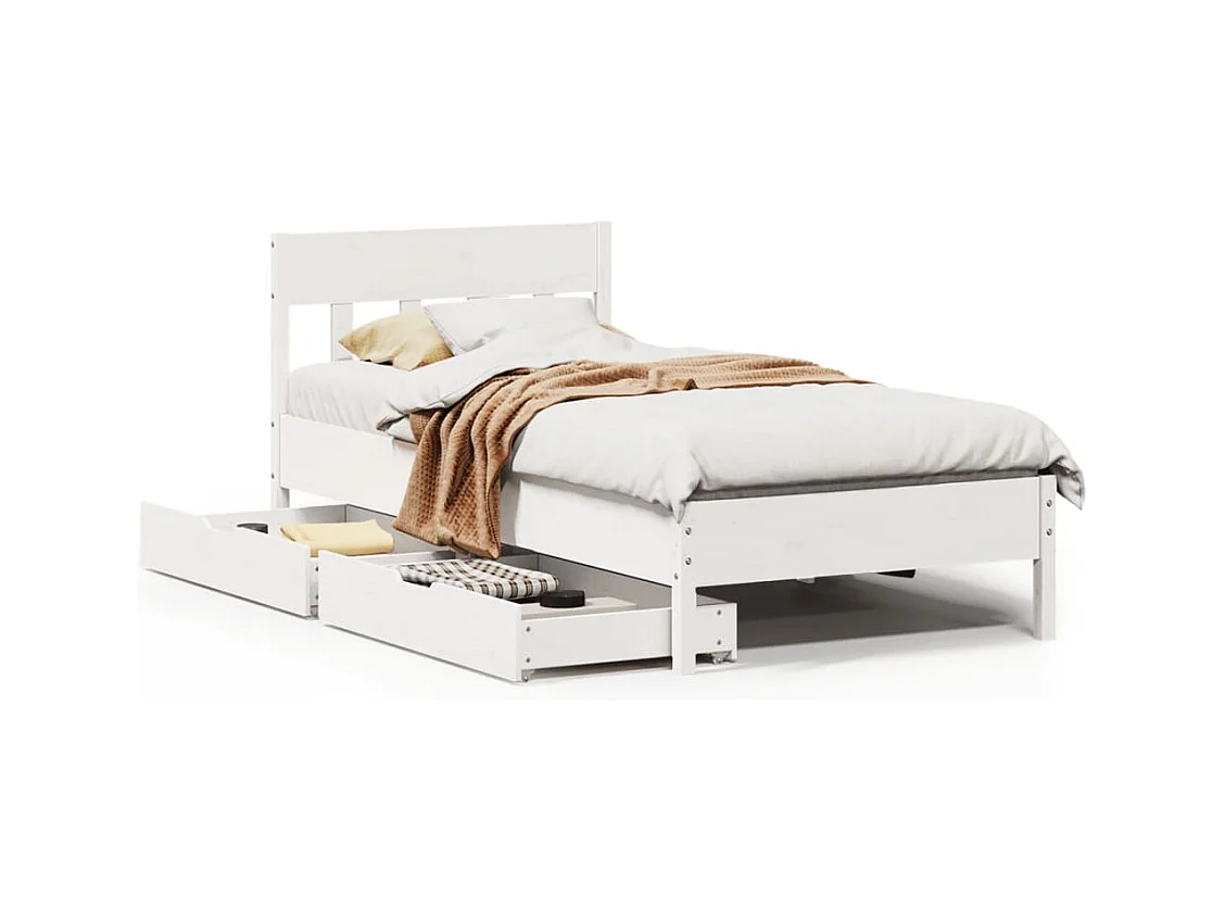 Cadre de lit sans matelas blanc 90x200 cm bois de pin massif