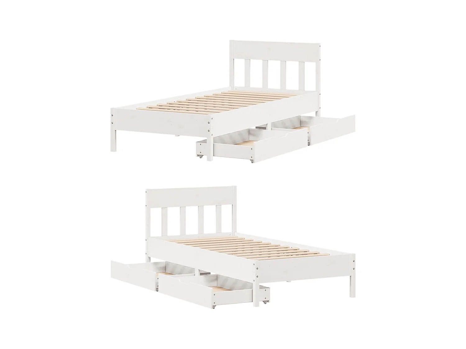 Cadre de lit sans matelas blanc 90x200 cm bois de pin massif