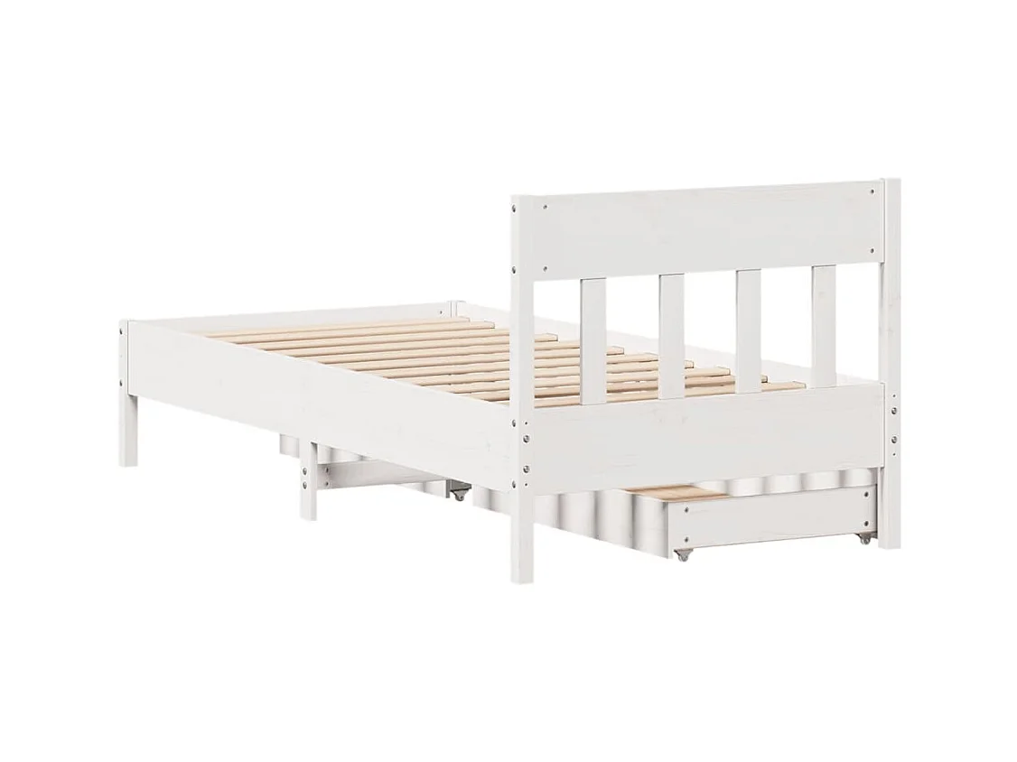 Cadre de lit sans matelas blanc 90x200 cm bois de pin massif