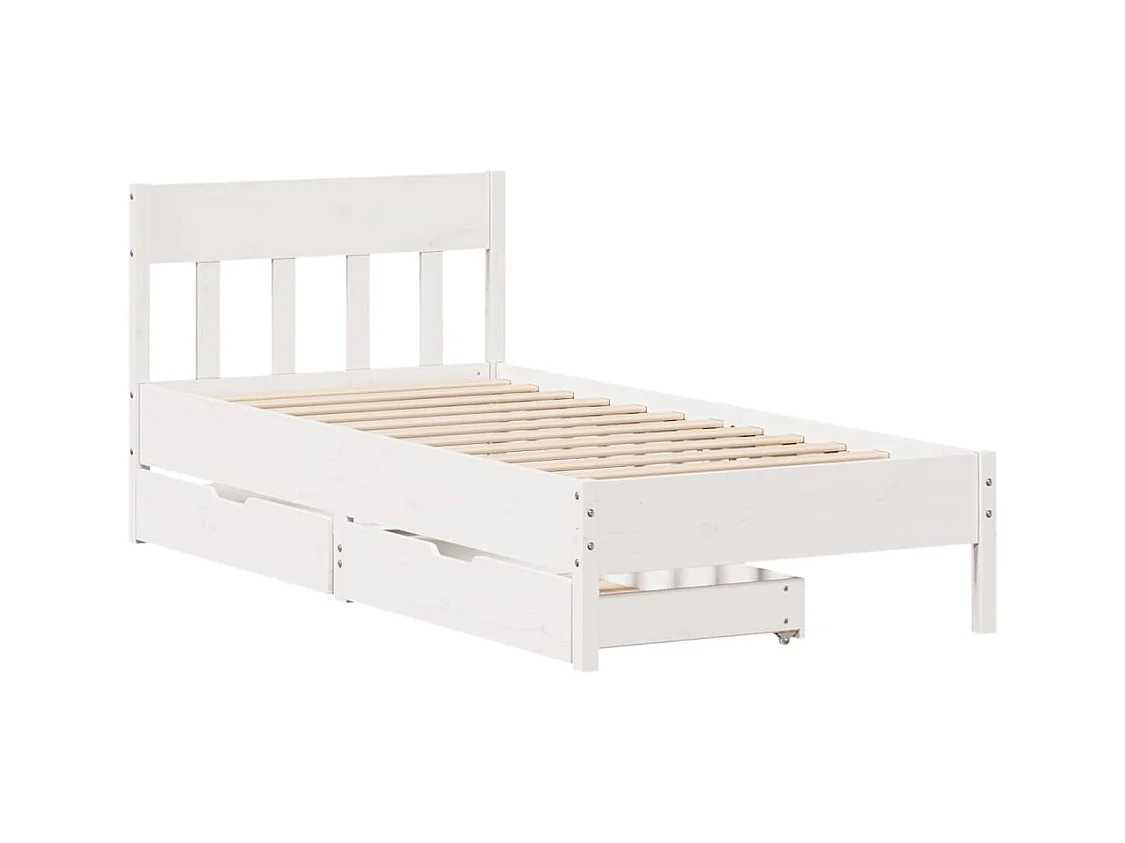 Cadre de lit sans matelas blanc 90x200 cm bois de pin massif