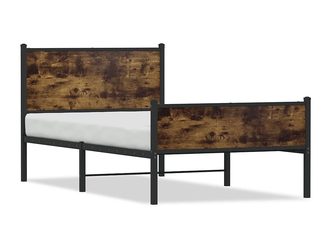 Cadre de lit en métal sans matelas chêne fumé 100x190 cm