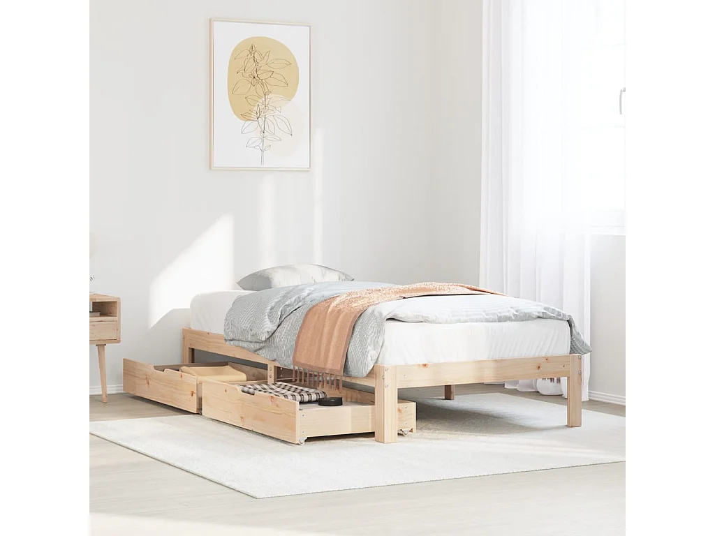 Estructura de cama con cajones madera maciza pino 90x190 cm