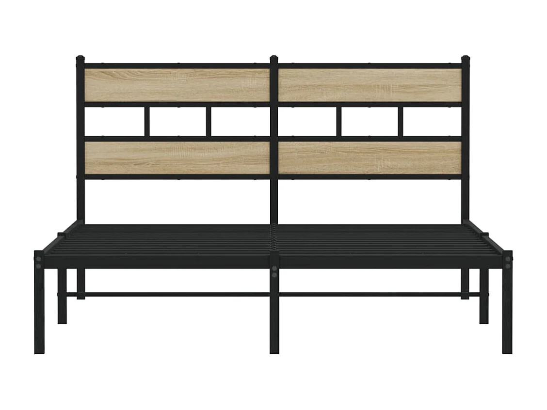 Cadre de lit en métal sans matelas chêne sonoma 150x200 cm