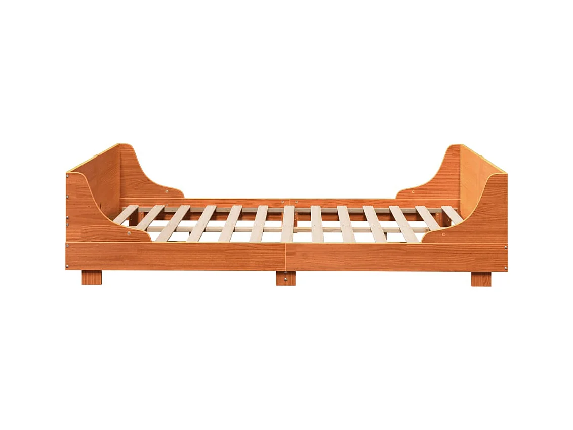 Cama sin colchón madera maciza de pino marrón cera 140x190 cm