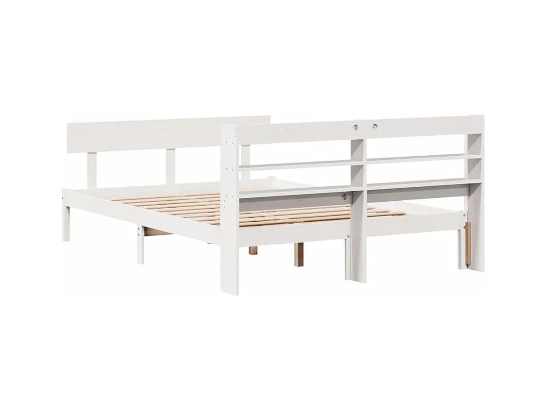 Estructura de cama sin colchón madera de pino blanca 140x190 cm