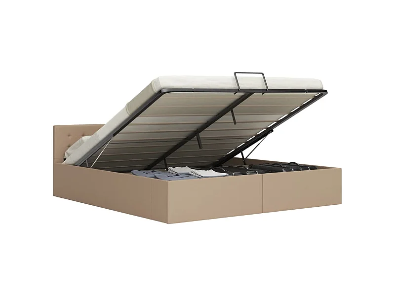 Cadre de lit à rangement Cappuccino Similicuir 180x200 cm