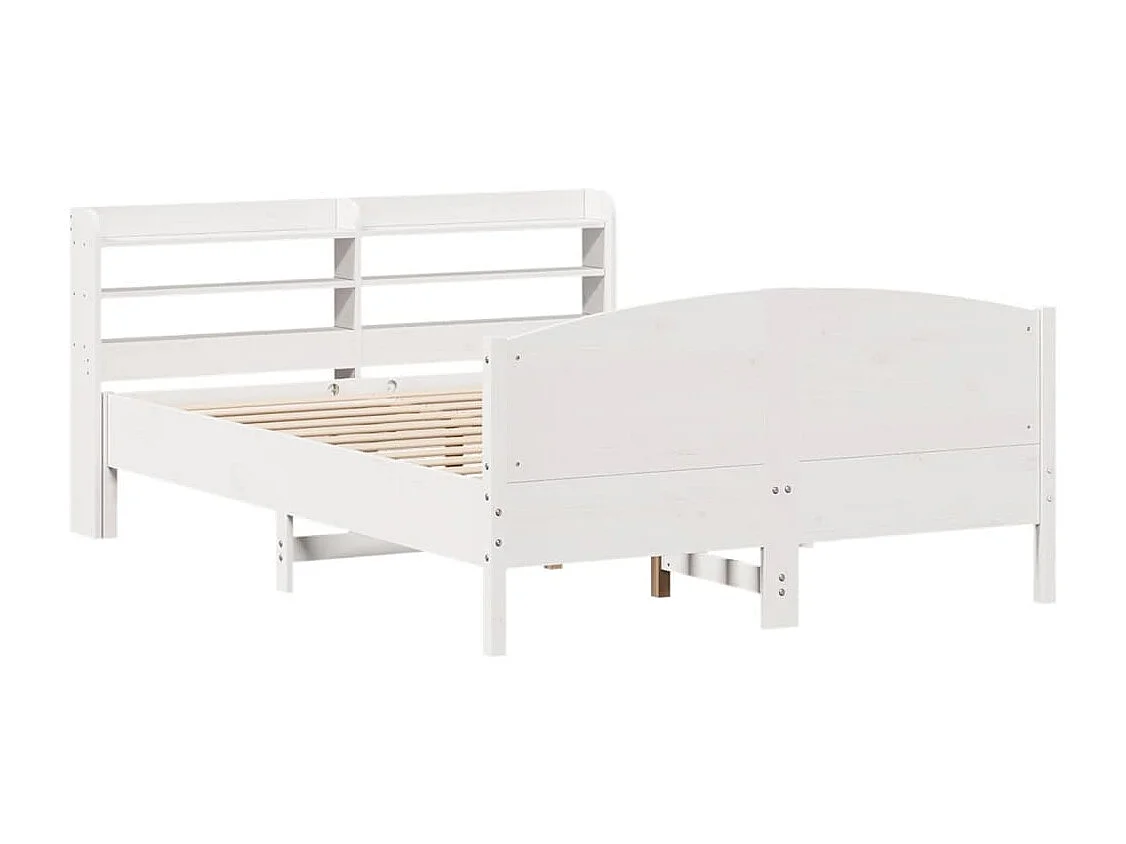 Cama sem colchão 135x190 cm madeira de pinho maciça branco