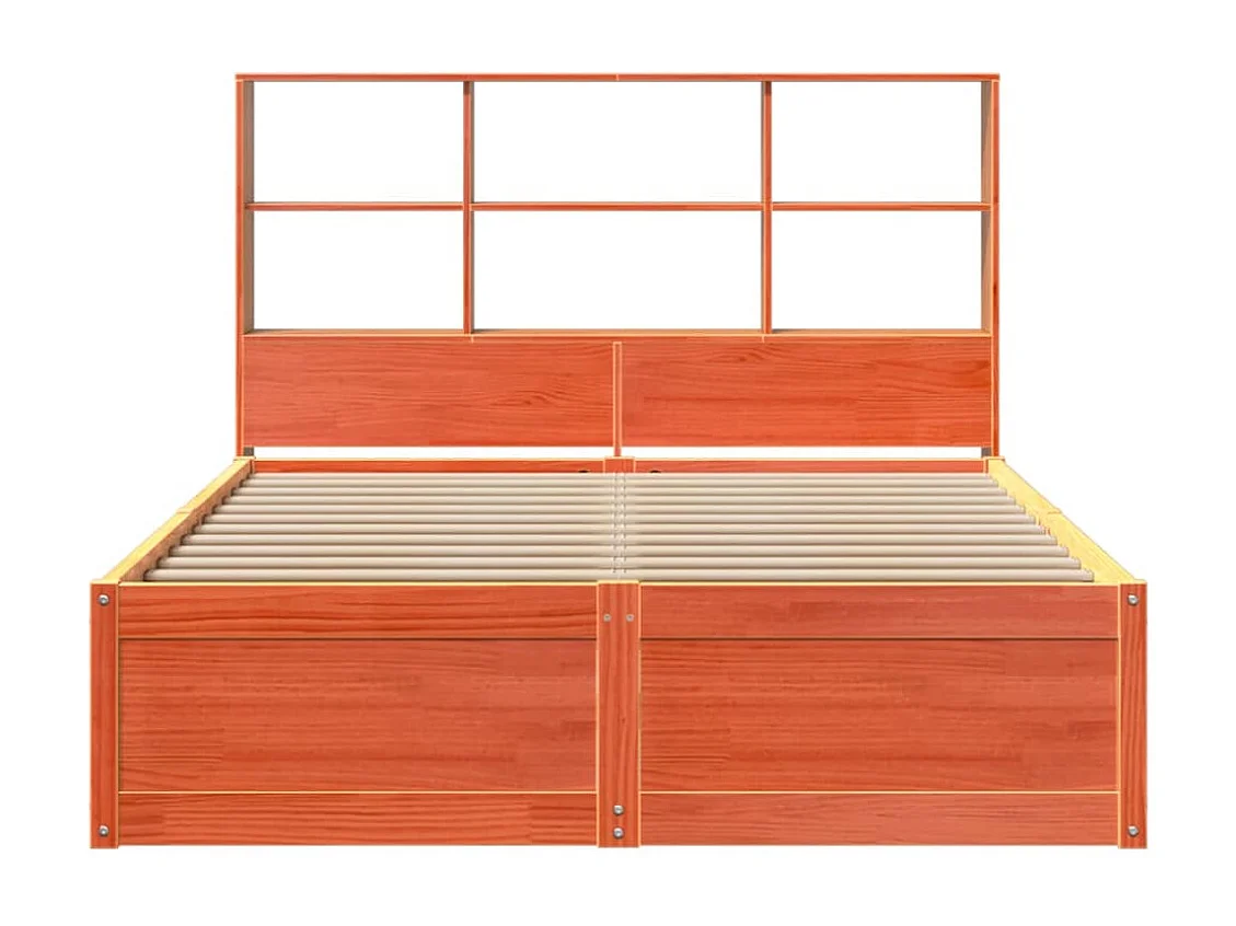 Cama sem colchão 150x200 cm madeira pinho maciça castanho-mel