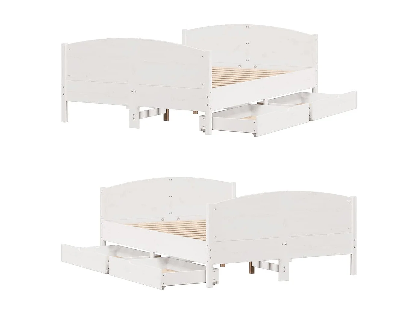 Cama sem colchão 120x200 cm madeira de pinho maciça branco