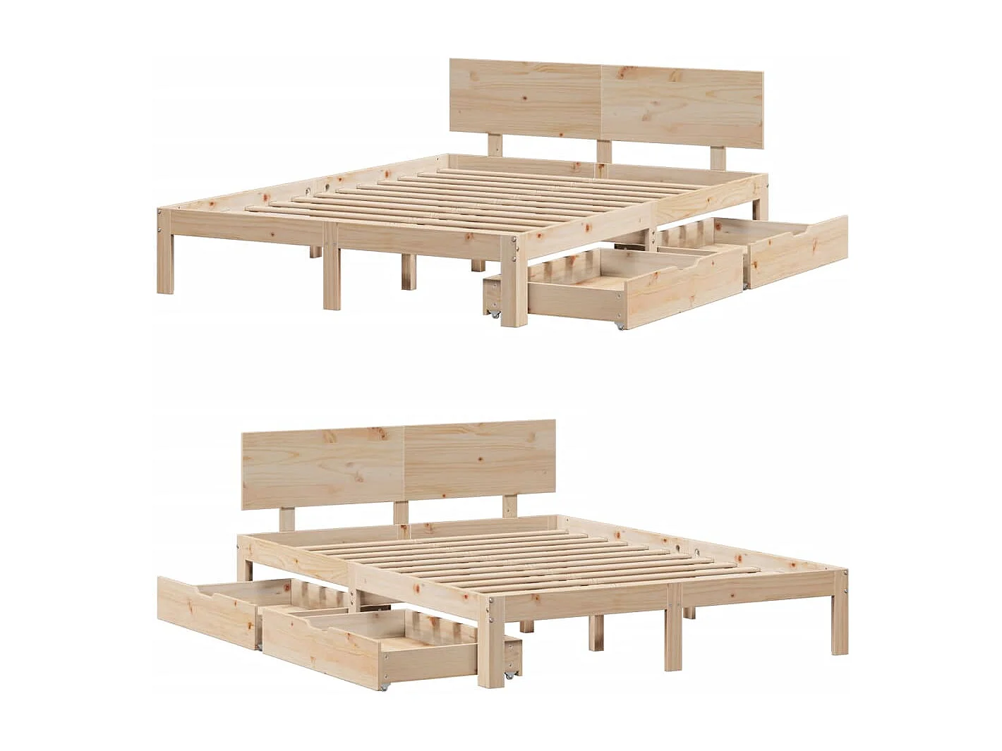 Cadre de lit avec tiroirs 140x200 cm bois de pin massif