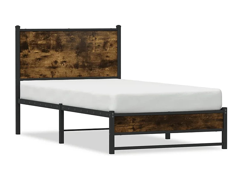 Estrutura de cama sem colchão 90x190 cm metal carvalho fumado