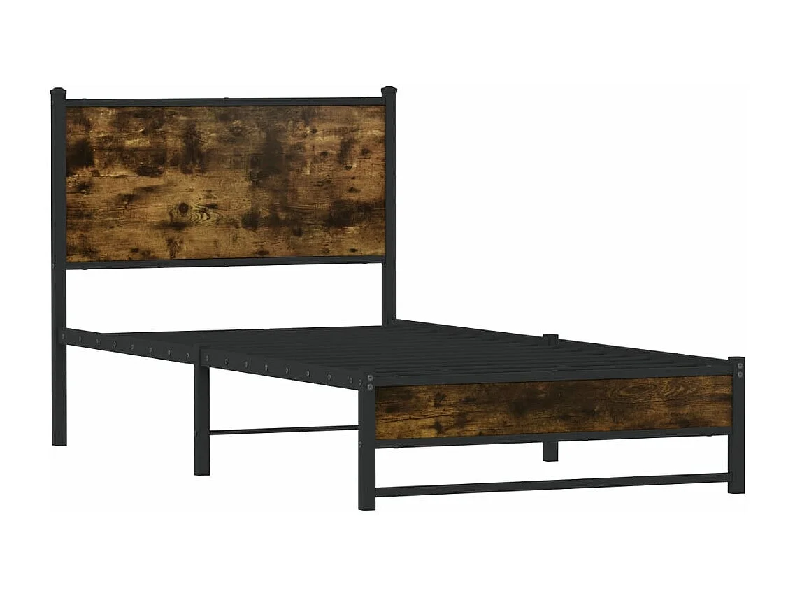 Cadre de lit en métal sans matelas chêne fumé 90x190 cm