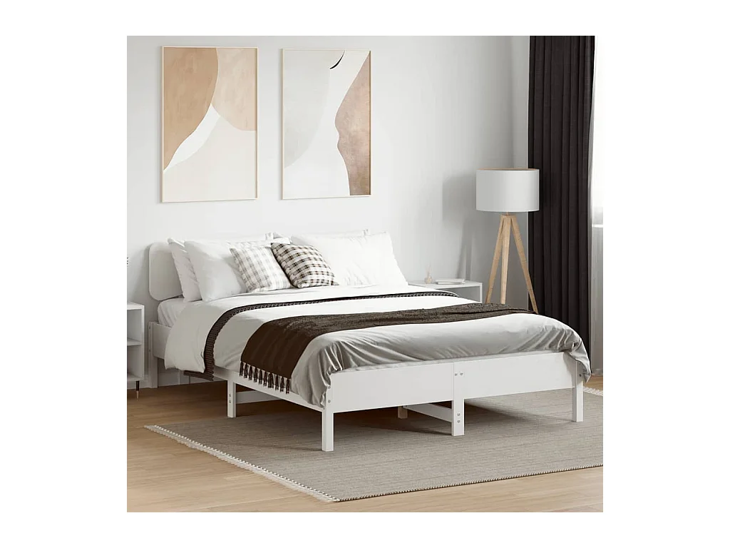 Cadre de lit sans matelas blanc 150x200 cm bois de pin massif
