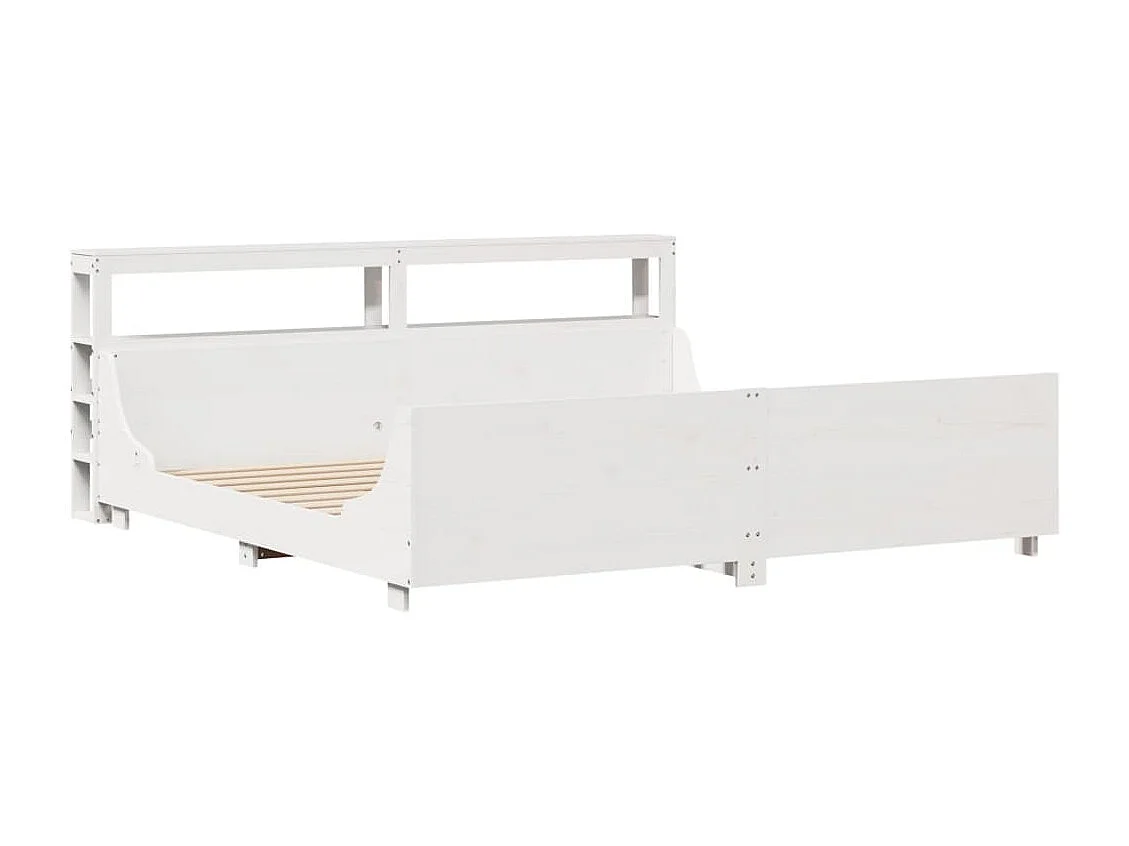 Cadre de lit sans matelas blanc 200x200 cm bois massif de pin