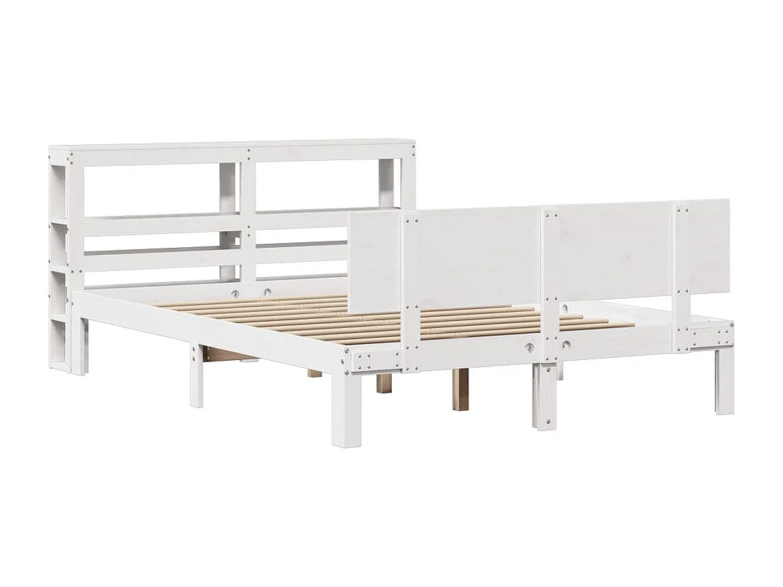 Cadre de lit et tête de lit blanc 140x190 cm bois de pin massif