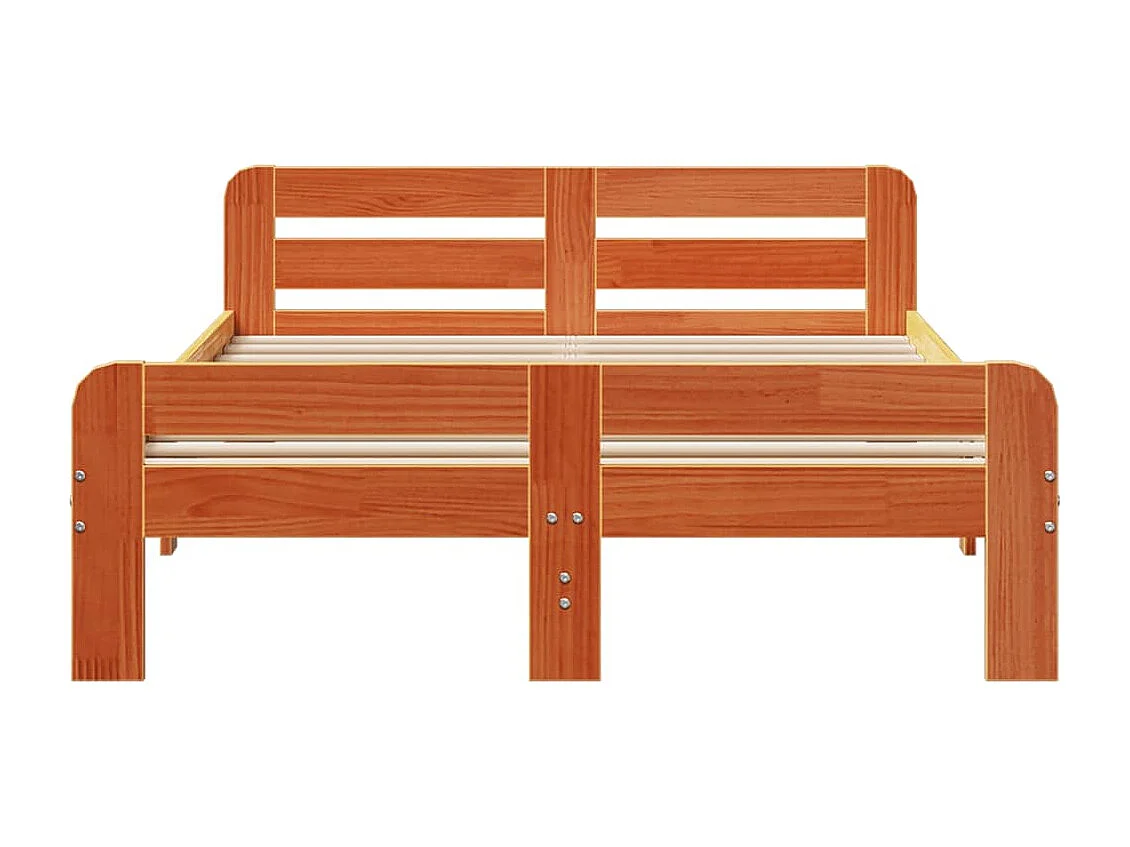 Cama sin colchón madera maciza de pino marrón cera 180x200 cm