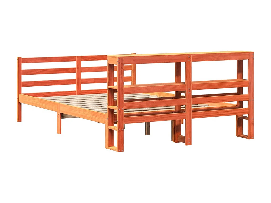 Cadre de lit sans matelas cire marron 150x200cm bois pin massif