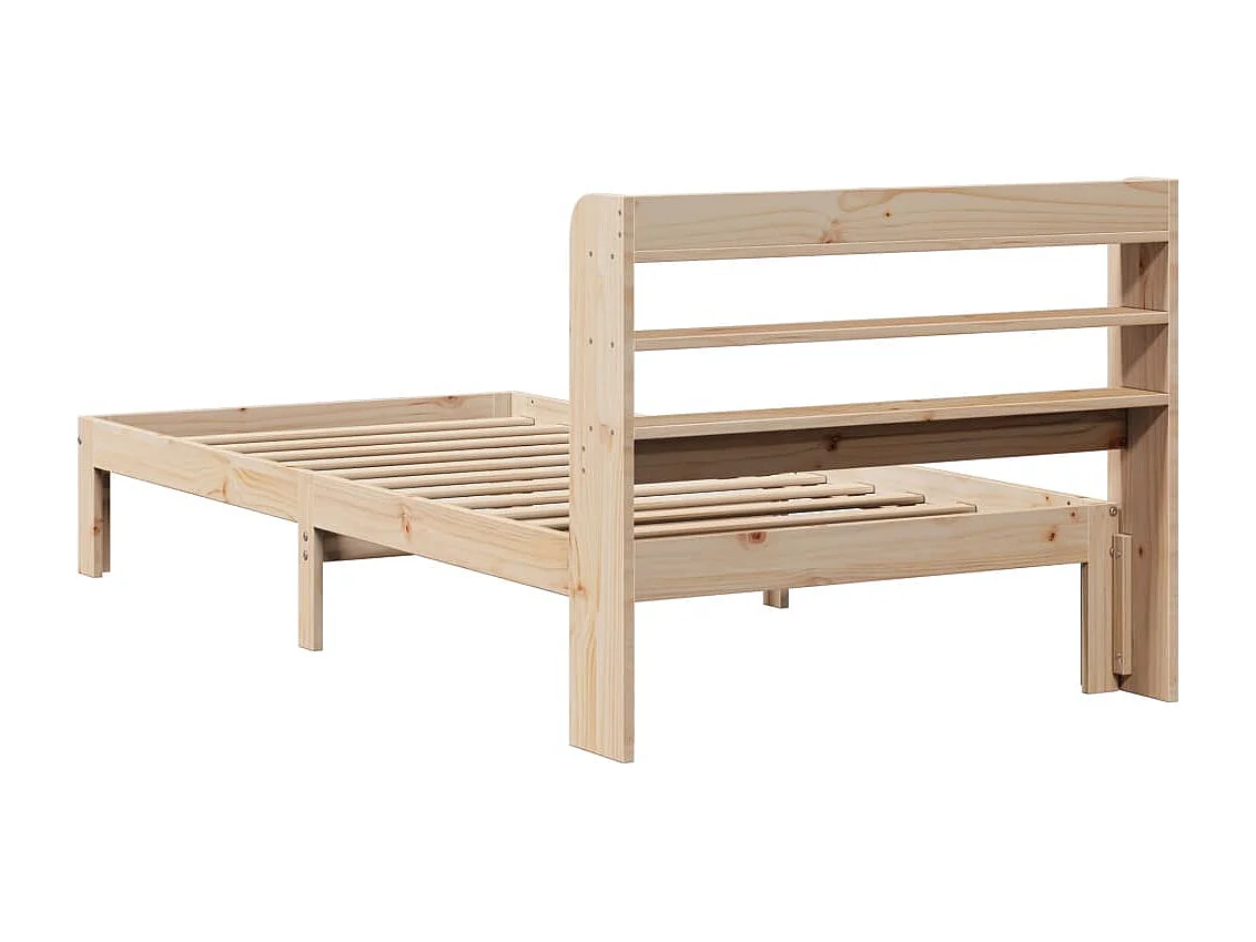 Estructura de cama con cabecero madera maciza de pino 90x200 cm