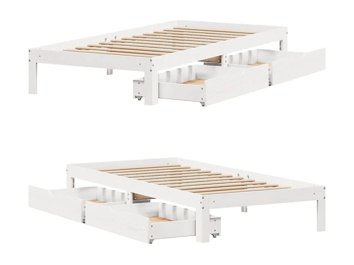 Estructura cama con cajones madera maciza pino blanco 100x200cm
