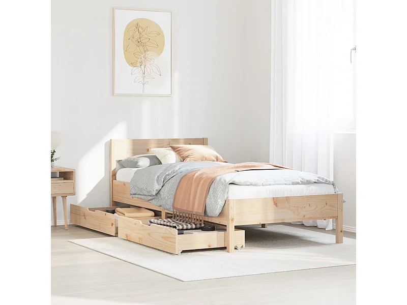 Estructura de cama sin colchón madera maciza de pino 90x190 cm