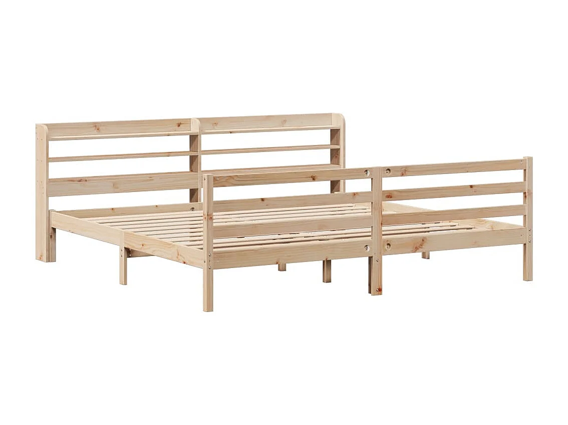 Estrutura de cama com cabeceira 200x200 cm pinho maciço