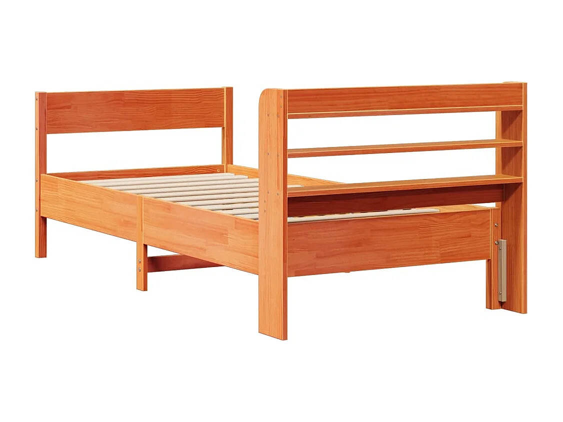 Cama sem colchão 100x200 cm pinho maciço castanho-mel