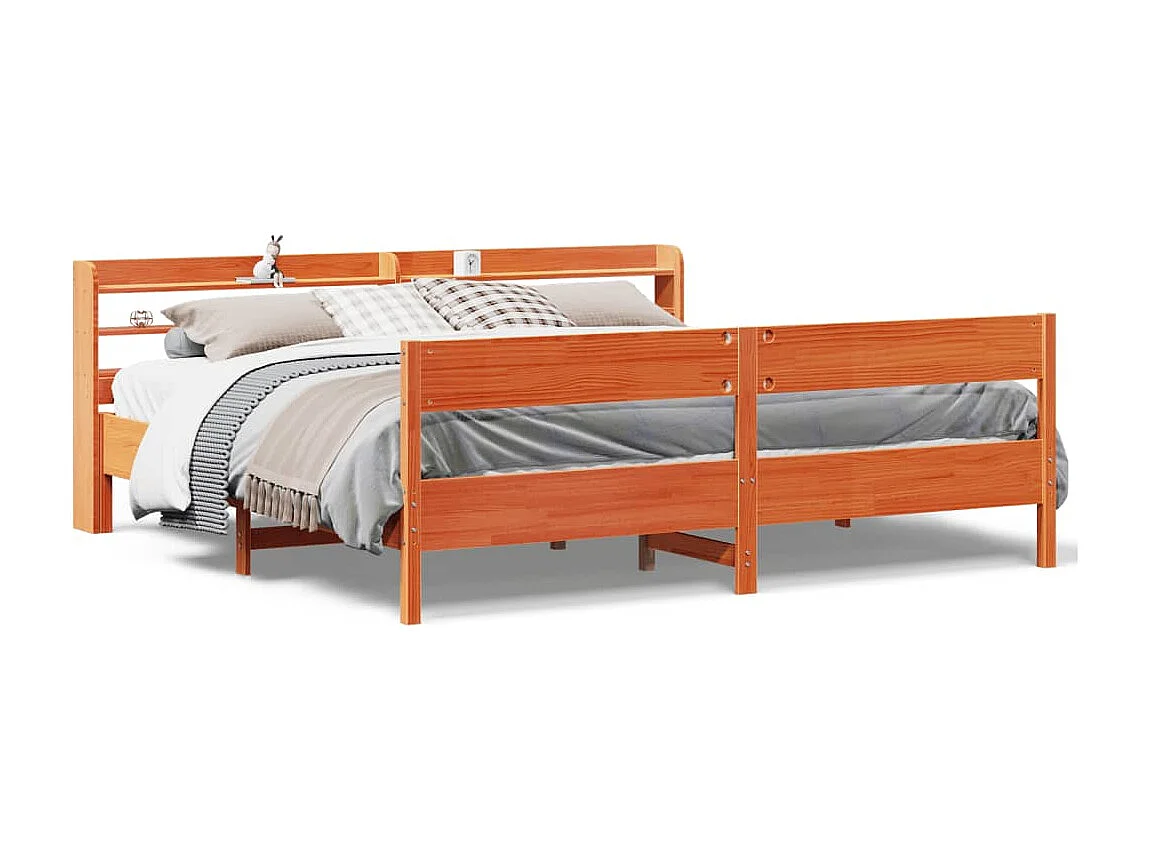 Cadre de lit sans matelas cire marron 180x200cm bois pin massif