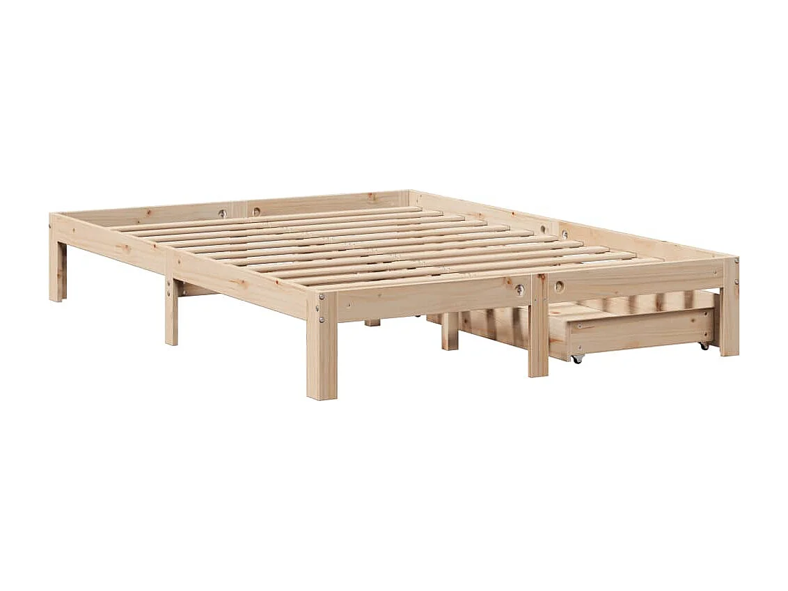 Cadre de lit avec tiroirs 160x200 cm bois massif de pin