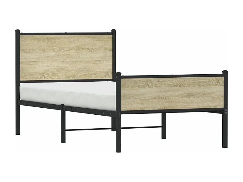 Estrutura de cama sem colchão 100x200 cm metal carvalho sonoma