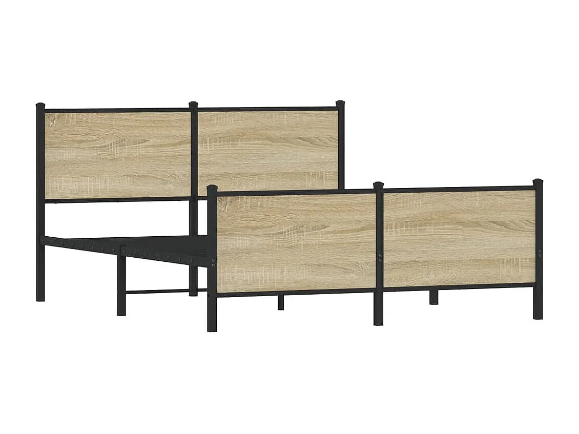 Estrutura de cama sem colchão 160x200cm metal carvalho sonoma
