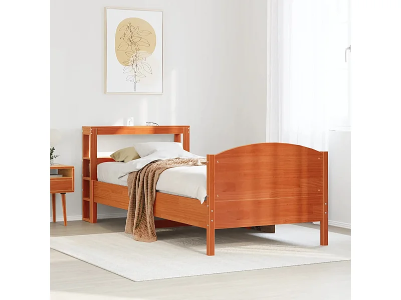 Cadre de lit sans matelas cire marron 100x200cm bois pin massif