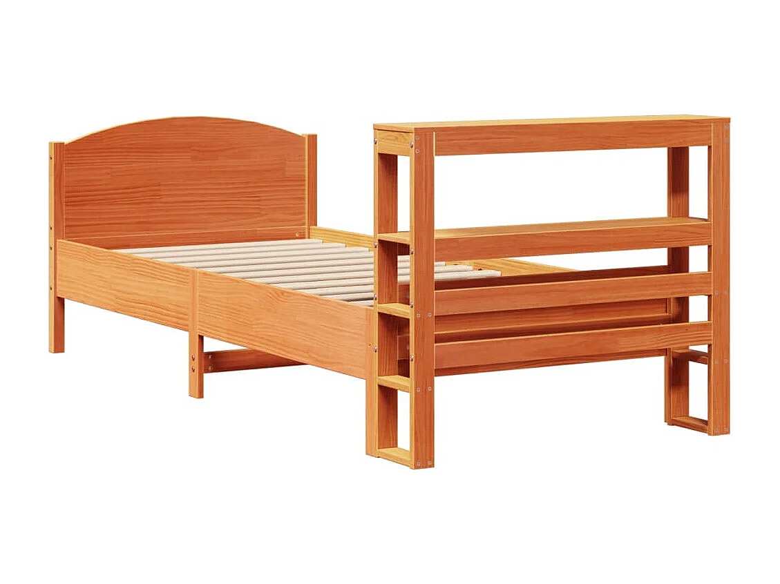 Cadre de lit sans matelas cire marron 100x200cm bois pin massif