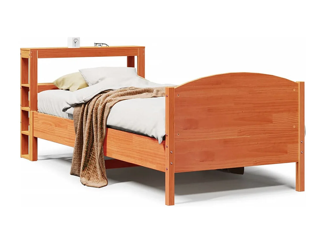 Cama sin colchón madera maciza de pino marrón cera 100x200 cm