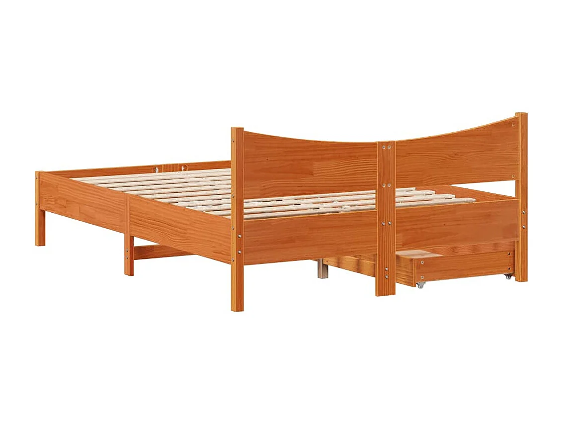 Estructura cama con cajones madera pino marrón cera 120x200 cm