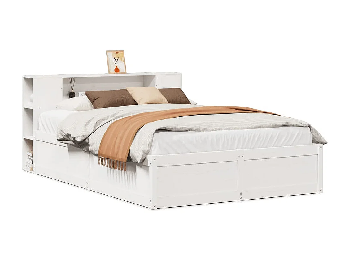 Cadre de lit sans matelas blanc 135x190 cm bois de pin massif