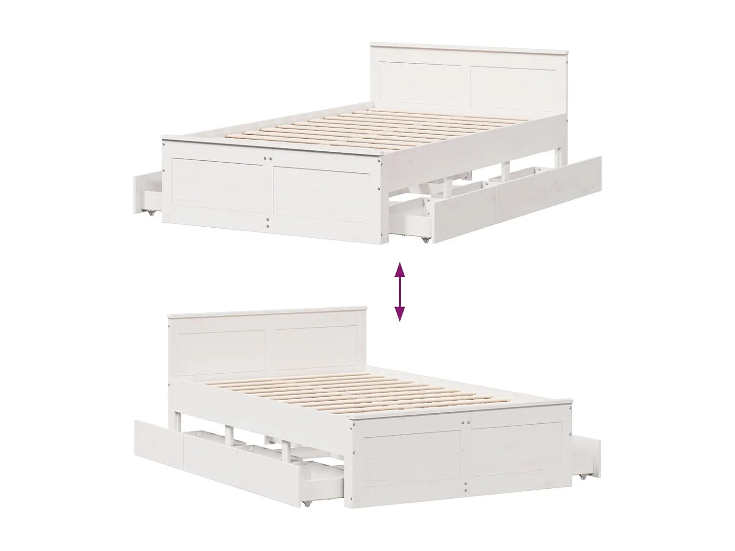 Cadre de lit sans matelas avec tête de lit blanc 120x190 cm pin