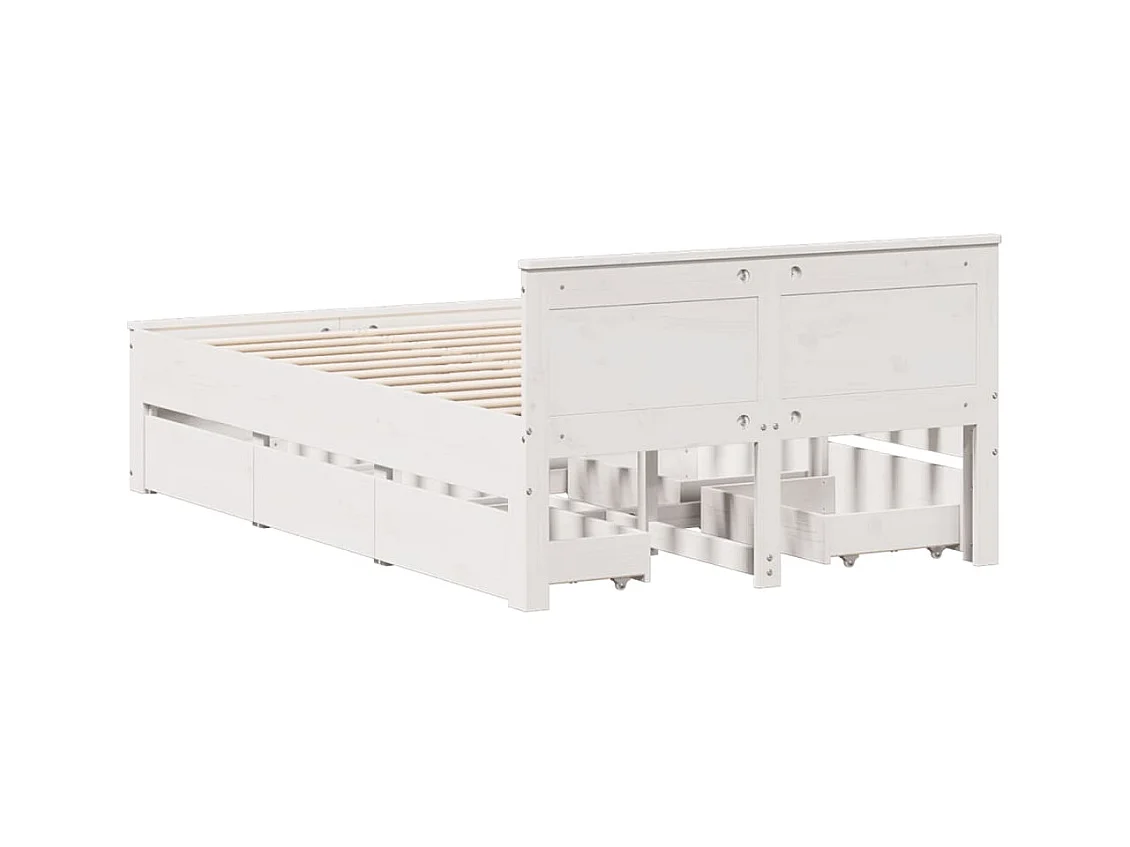 Cadre de lit sans matelas avec tête de lit blanc 120x190 cm pin