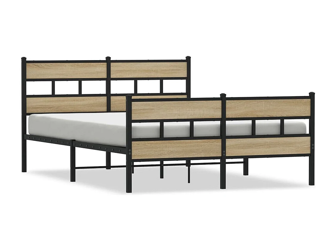 Estructura de cama sin colchón metal roble Sonoma 135x190 cm