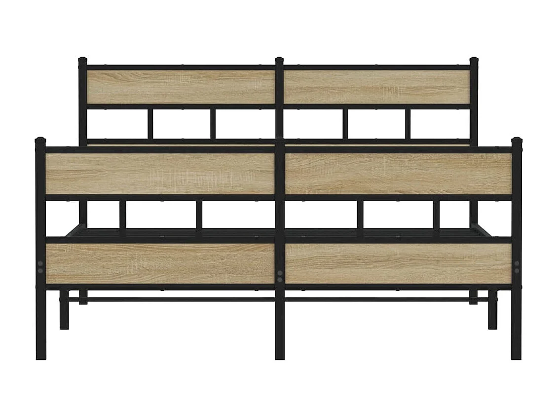 Estructura de cama sin colchón metal roble Sonoma 135x190 cm
